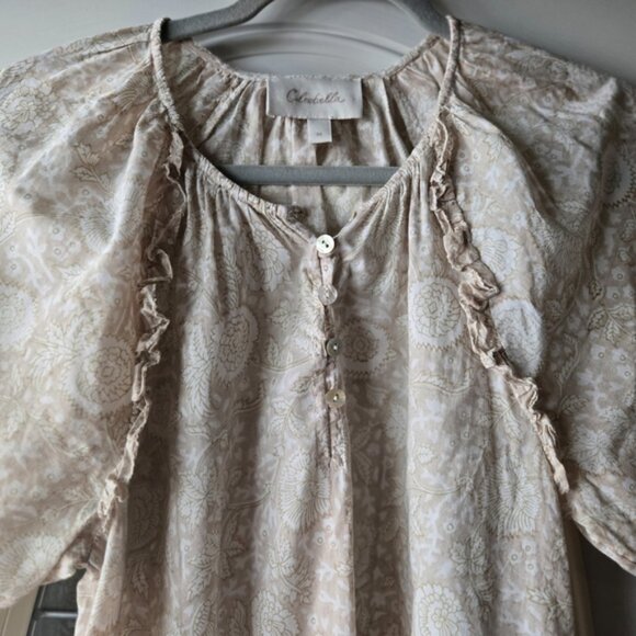 Cleobella Organic Cotton Puff Sleeve Blouse – Women’s Medium – Tan & Cream Flora - Picture 2 of 8